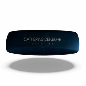 Catherine Deneuve Lunettes Clam Shell Hard Eyeglasses Case Black w/Gold Logo